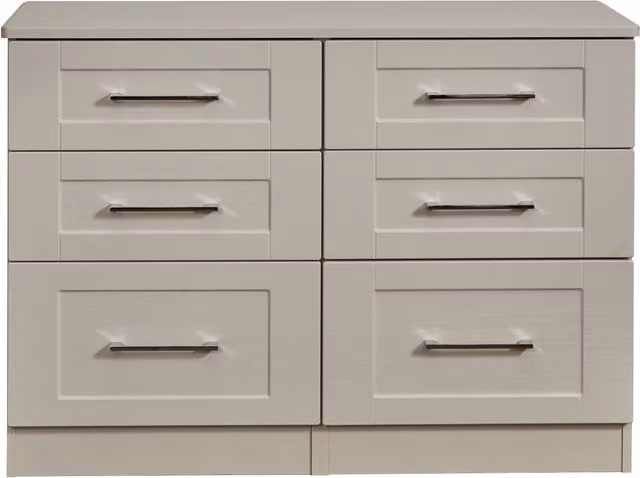 2 U Ripon Ready Assembled 6 Drawer Wide Chest in Taupe