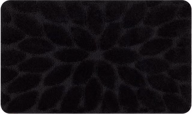 RugsX Black Rectangular Bath Mat, W: 50 cm, D: 80 cm, H: 1 cm – 1