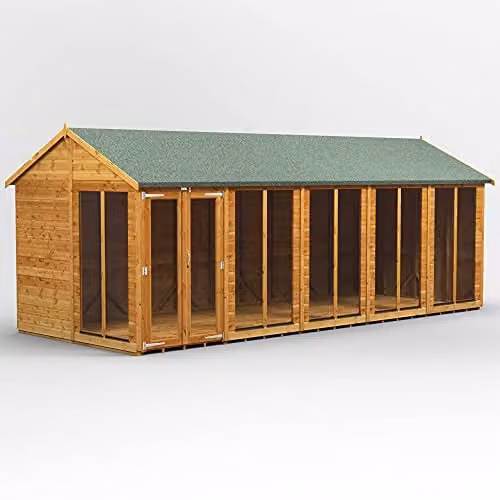 Powersheds Premium Apex Wooden Summer House in Brown with Security Features and PVC Window Sills, W/D/H: 258.0 x 240.38 x 240.38 cm
