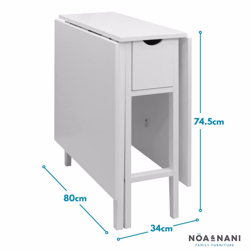 Nöa and Nani Gustav Folding Dining Table with Drawer in White and Grey – 3