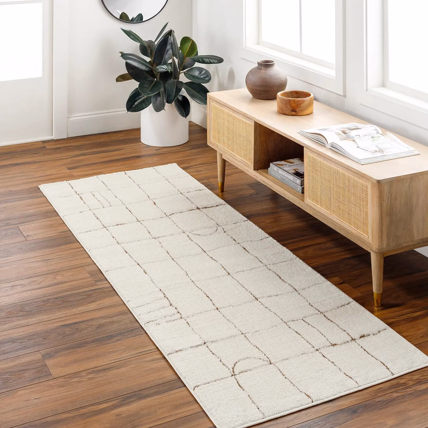 Livabliss Freud Modern Geometric High Pile Rug in Ivory, Black, Brown and White, W: 200 cm, D: 275 cm – 3
