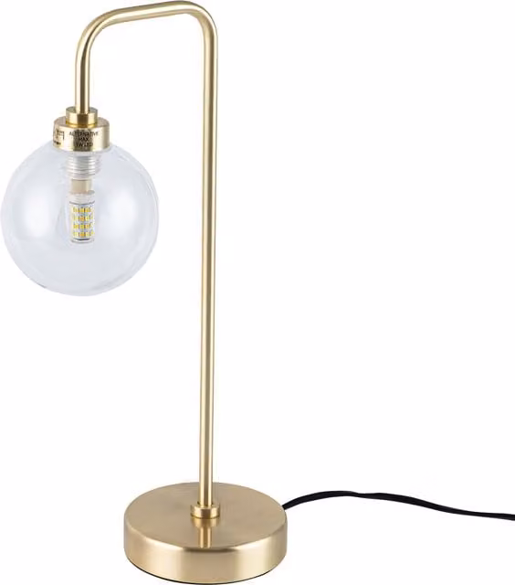 First Choice Lighting Toner Table Lamp in Gold/Brass and Transparent Glass