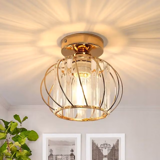 COMELY Crystal Ceiling Light in Gold and Transparent for Living Rooms and Kitchens – 1