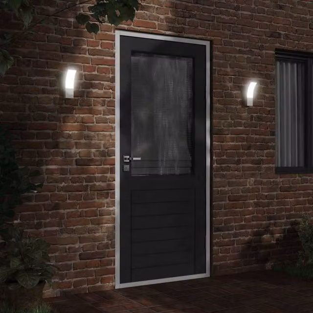 Berkfield Home Set of 2 Modern White Outdoor LED Wall Lights in Die-cast Aluminium