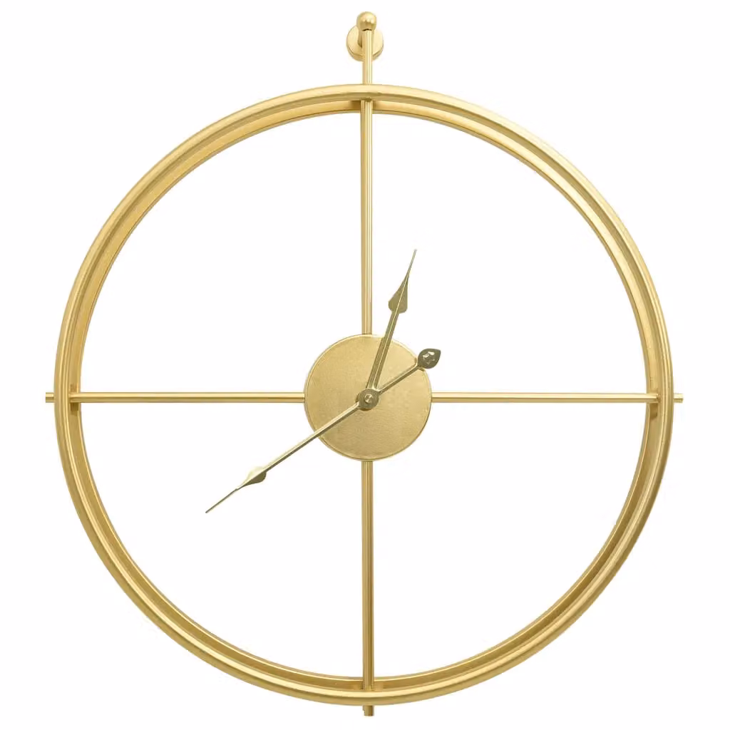 Berkfield Home Minimalist Round Analog Wall Clock in Gold Metal, Diameter: 52 cm – 2