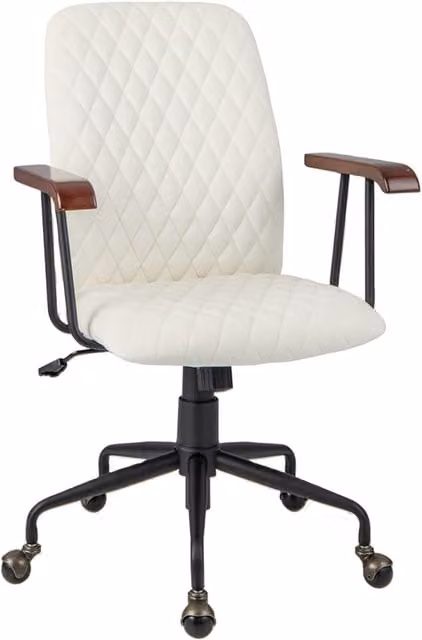 Costway Ergonomic White Velvet Swivel Office Chair with Armrests and Castors