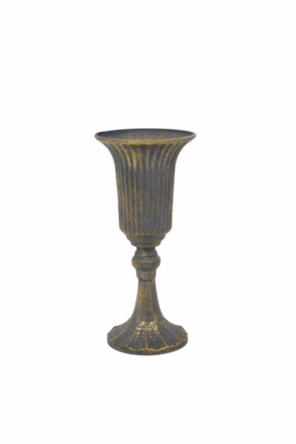 KDMD Antique Gold Metal Urn Vase on Stem, Height: 30 cm – 2