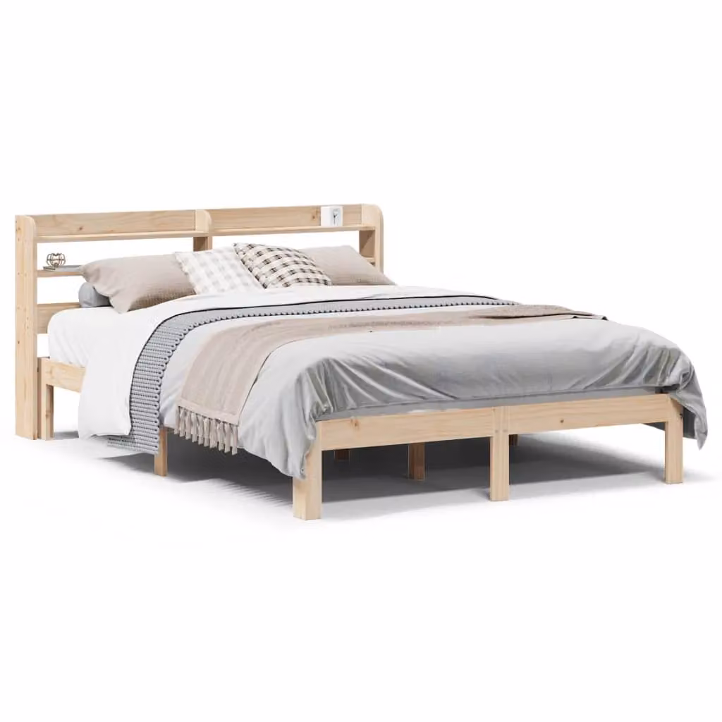 Berkfield Home Rustic Brown Solid Wood Bed Frame with Headboard and Side Compartments, W/D/H: 160 x 200 cm – 2