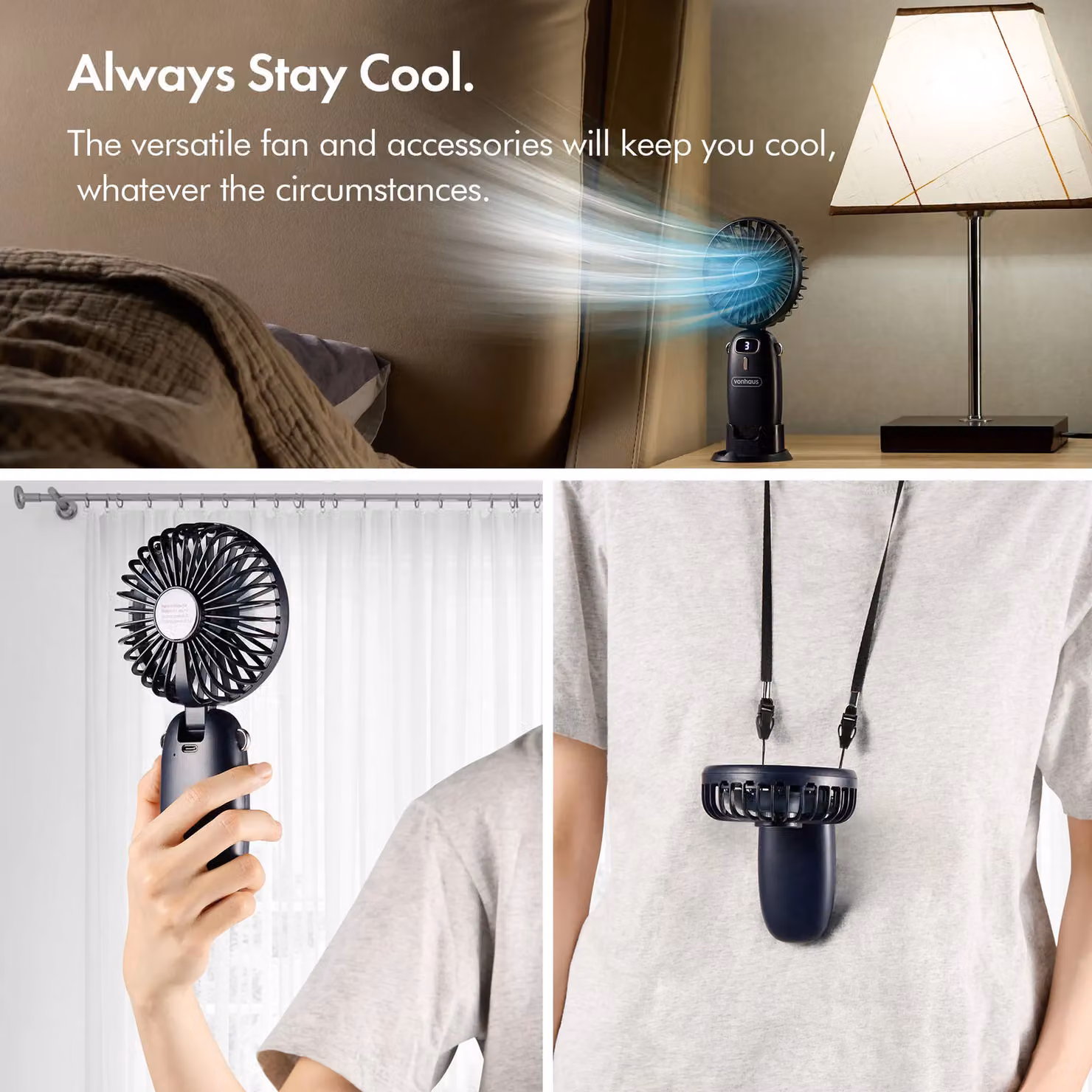 VonHaus Rechargeable Mini Handheld Fan in Blue – 2
