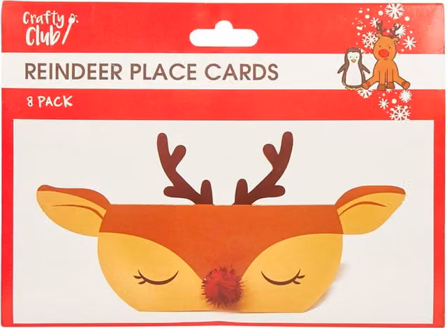 Crafty Club Pack of 8 Multicolour Reindeer Paper Place Cards