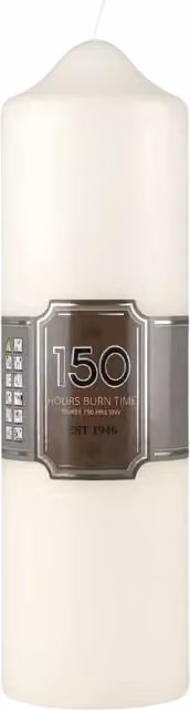 Marco Paul Unscented White Round Pillar Candle, H 24 cm x W 7 cm