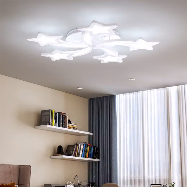 Livingandhome Star Like Modern LED Ceiling Light, White, 60W