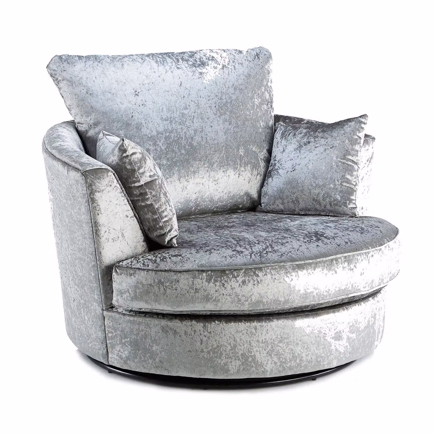 Furnishings For Less UK Crystal Crushed Velvet 360 Degree Swivel Single Seater Chair in Silver – 2