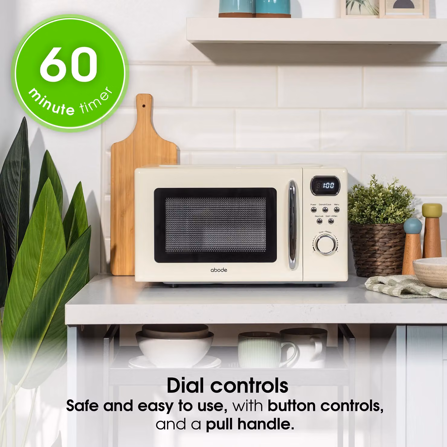 Abode AMD2004 Retro Digital Solo Microwave, 20 Litres, 800W, Beige – 5