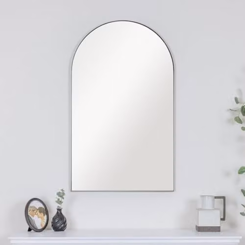 Melody Maison Art Deco Black Metal Wall Mirror, W: 100 cm, H: 60 cm – 1