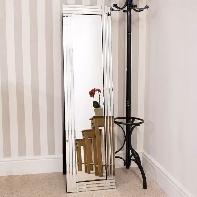 MirrorOutlet Eden Triple Edge Venetian Cheval Mirror, Yellow, H 150 cm x W 40 cm