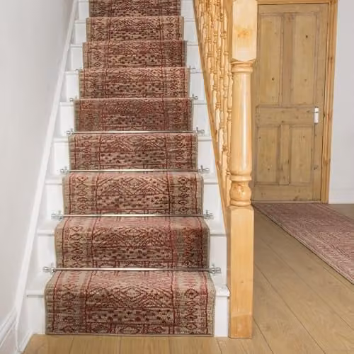 runrug Afrikans Ethnic Stair Runner in Red, W: 80 cm x L: 690 cm, 9mm Thick – 1