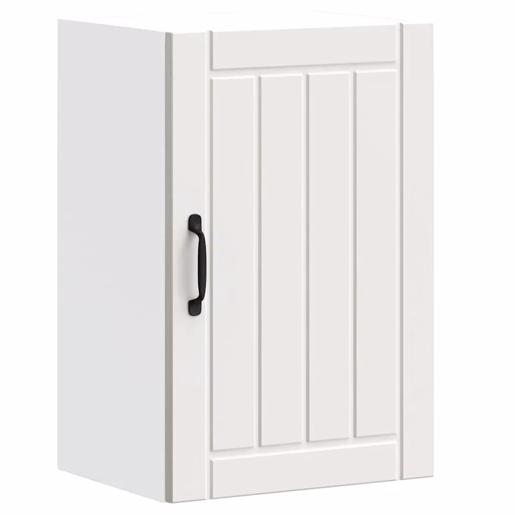 Berkfield Home Lucca White Wall Mounted Kitchen Cabinet with Glass Doors and Internal Shelves