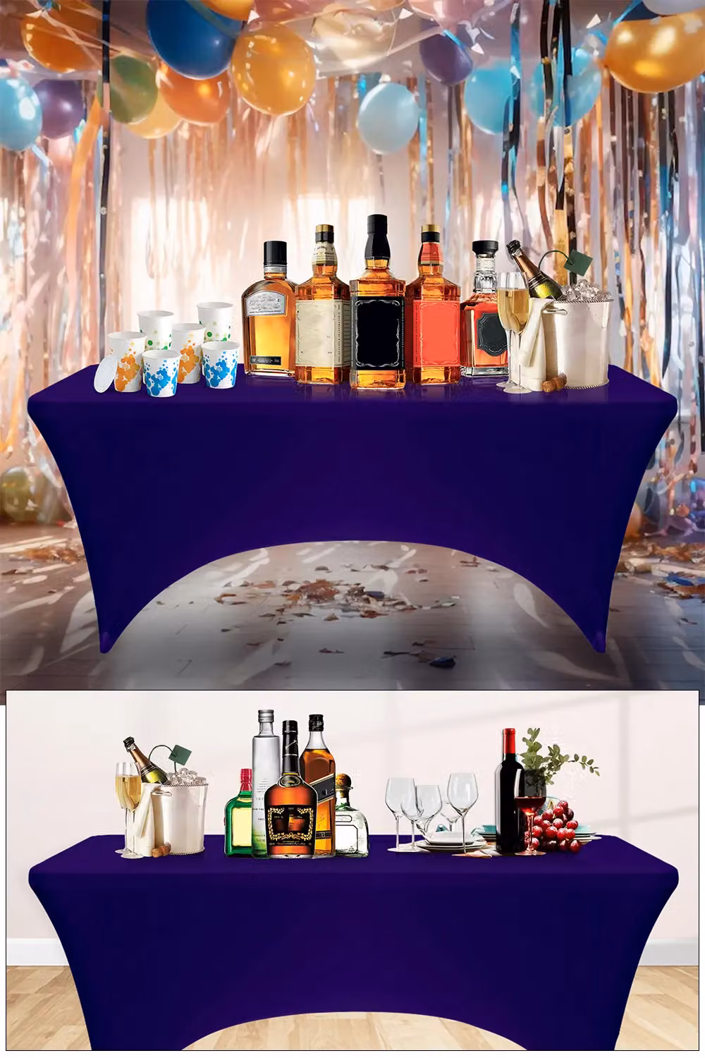 Neel Blue Elastic Spandex Rectangular Patio Tablecloth in Purple and Blue – 2