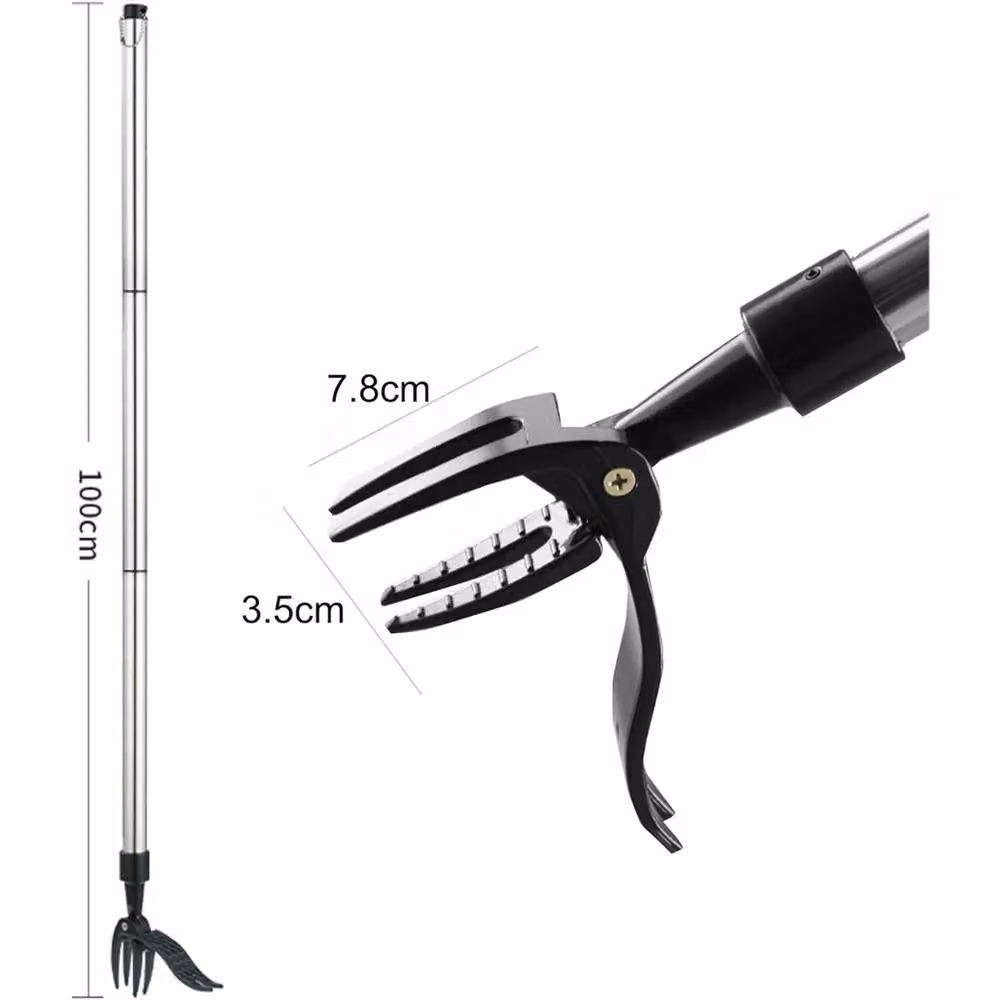 Nordara Long Handle Stand Up Weeder Puller Claw Root Remover Garden Tool in Metallic Silver – 2