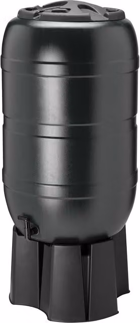 Strata 210 l Black Freestanding Rain Barrel Set with Connectors