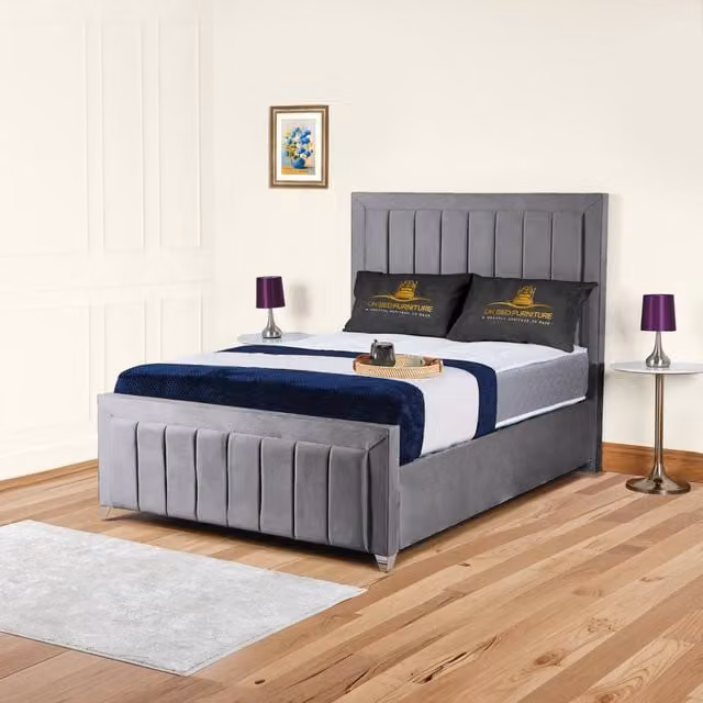 UK Bed Furniture Siarra Ottoman Gas Lift Upholstered Bed in Grey, W/D/H: 120 x 200 cm