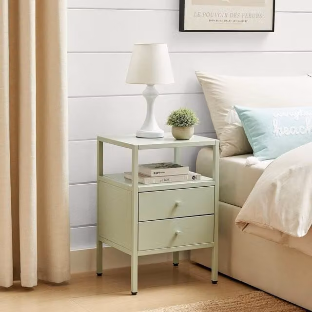 FurnitureboxUK Lykke Metal Storage Bedside Table in Green