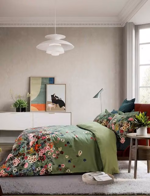 Ted Baker Antiquity Border Bedding Set, Green Mix, 100% Cotton, 200 x 200 cm