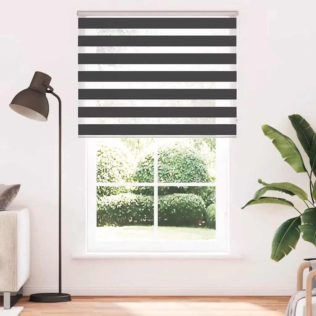 Berkfield Home Zebra Blind in Black Polyester, W: 140 cm, H: 230 cm – 2