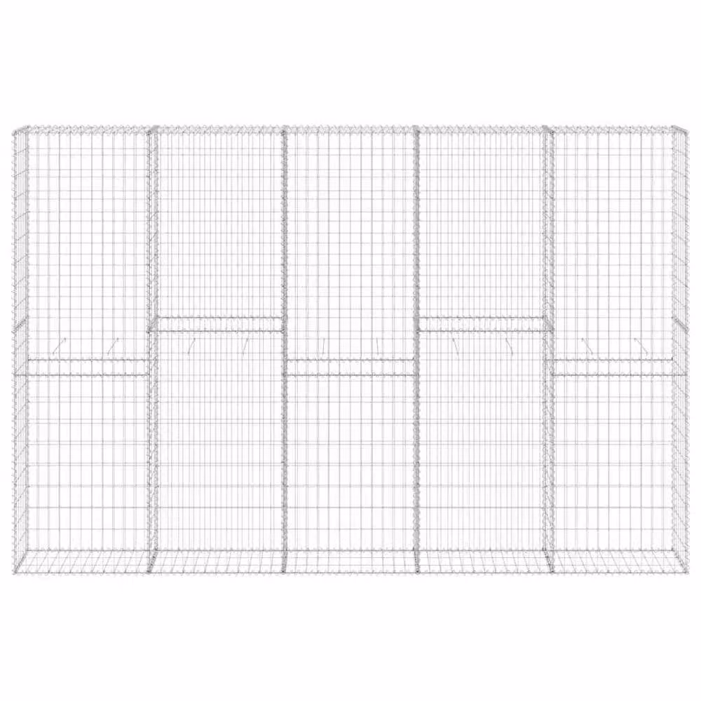 Berkfield Home Galvanised Steel Gabion Fence Wall with Covers in Silver, W: 300 cm, D: 30 cm, H: 200 cm – 2