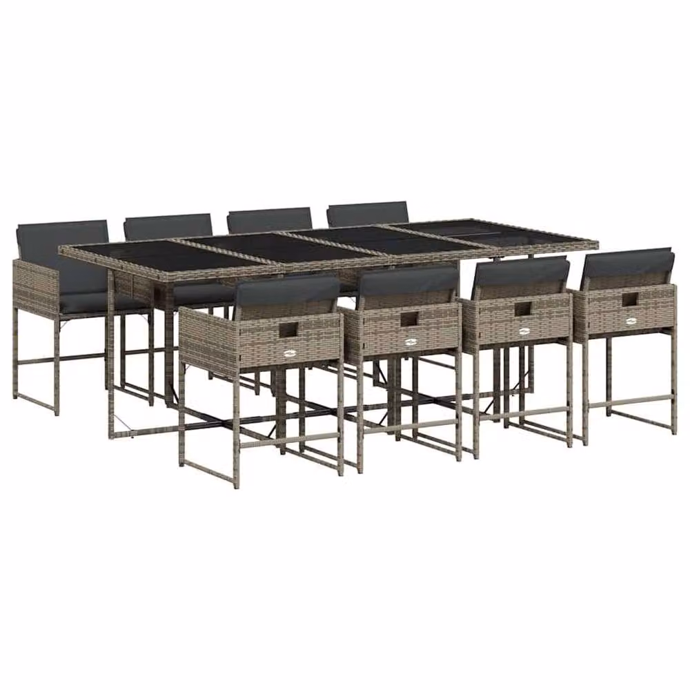 Berkfield Home Grey Poly Rattan 8-Seater Foldable Garden Dining Set – 2
