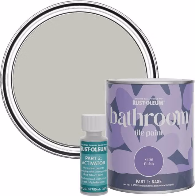 Rust-Oleum Bathroom Tile Paint in Satin Finish, Tyne Fog Grey, 0.75 l