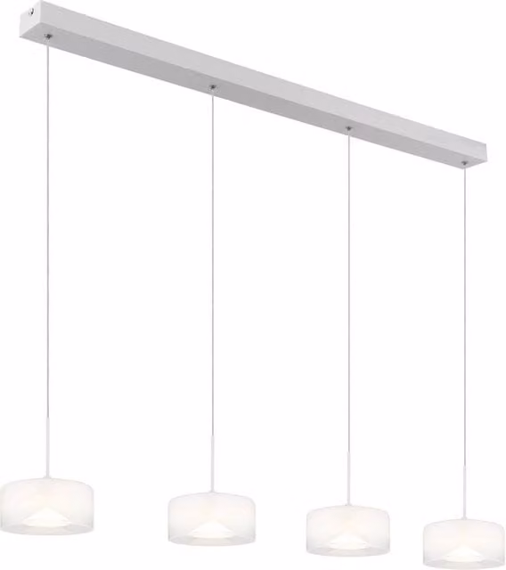 Netlighting Belinda Bar Pendant Light in White with Opal Glass Shade, 4x LED 4000K – 1