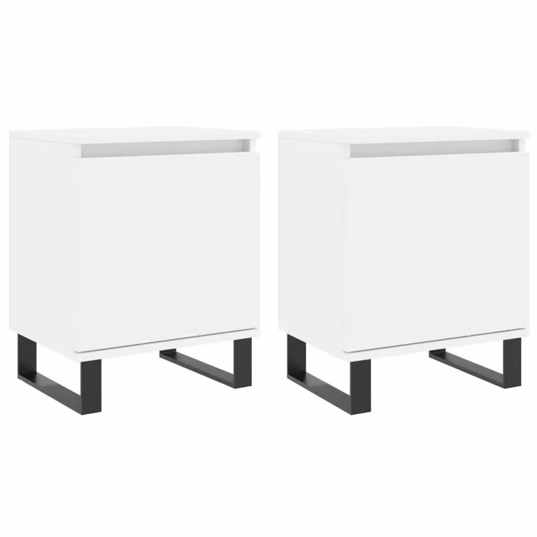 Berkfield Home Set of 2 White Bedside Cabinets in Engineered Wood, W: 40 cm, D: 30 cm, H: 50 cm