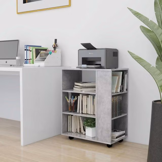 Berkfield Home Rolling Cabinet in Concrete Grey, W/D/H: 60 x 35 x 75 cm