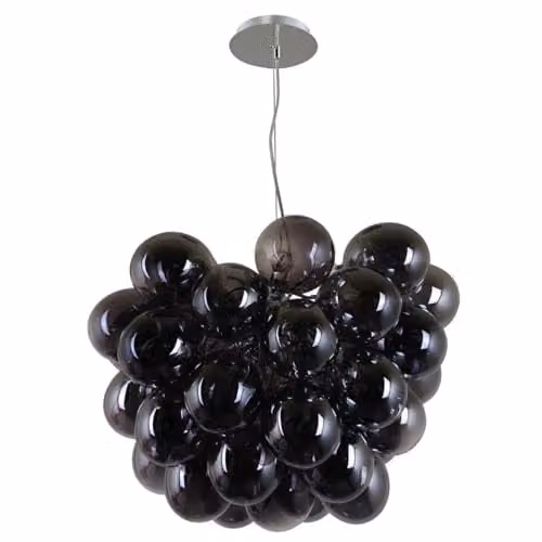 Italux Netlighting Modern Chrome Hanging Pendant Light with 8 Grey Glass Shades and G9 Bulbs – 1