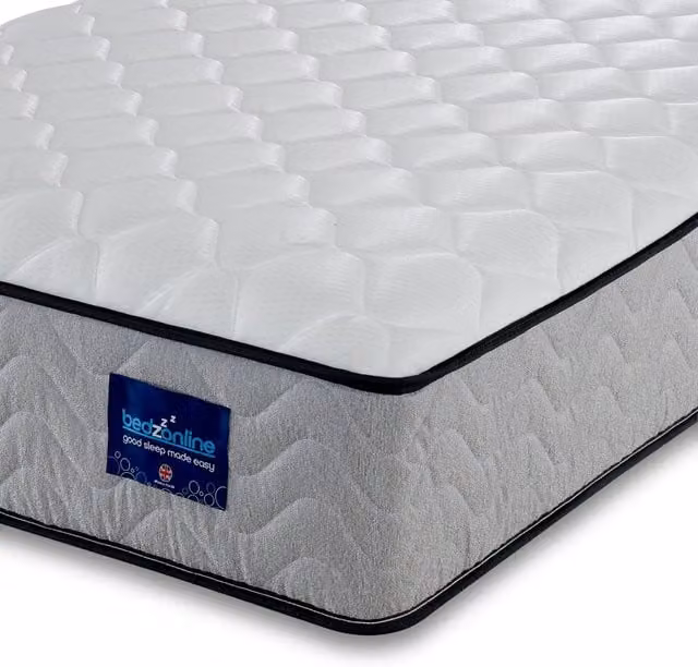Bedzonline Orthopaedic Hybrid Memory Foam Spring Mattress in Grey or White, W/D/H: 180 x 200 x 25 cm