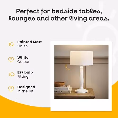 ValueLights Traditional White Wood Candlestick Table Lamp with Grey Fabric Drum Shade and LED Bulb – 2