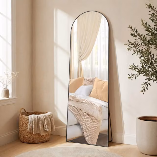 SONGMICS Black Full Body Floor Standing Mirror with Aluminium Frame