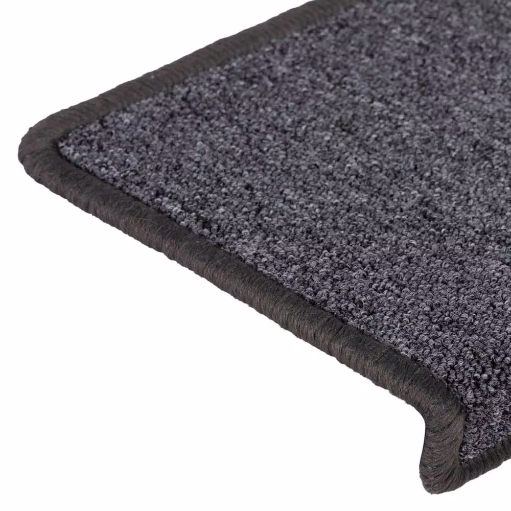 Berkfield Home Non-Slip Self-Adhesive Carpet Stair Treads, 15 Pack, Grey and Black, W: 65 cm, D: 21 cm, H: 4 cm – 4