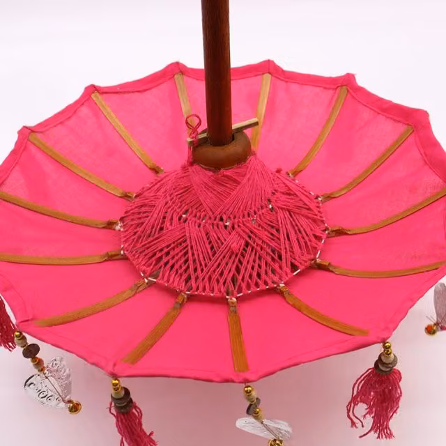 Bali Home Decor KDMK Handcrafted Pink Cotton Parasol, Diameter: 40 cm