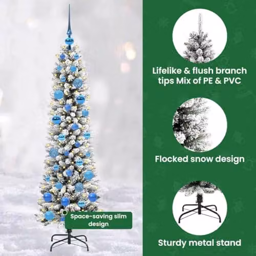 vidaXL Artificial Christmas Tree in White, Height: 150 cm – 4