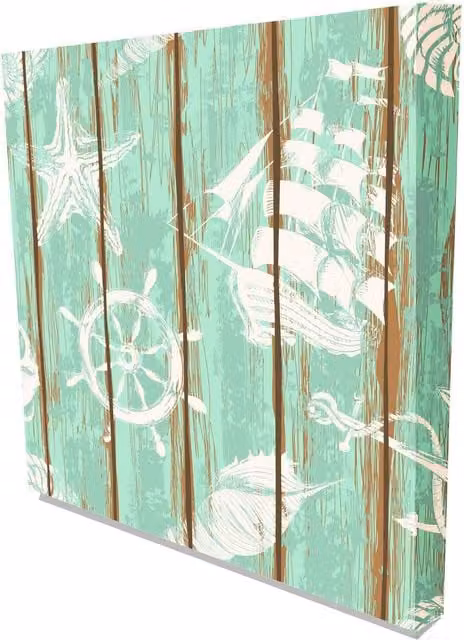 Ship Deck Graphic Art on Canvas by Benjamin Tate Design LTD, Green, Width: 90 cm