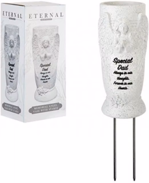 Memorial Angel Vase Special Dad Ceramic Condolence Vase in Grey and White