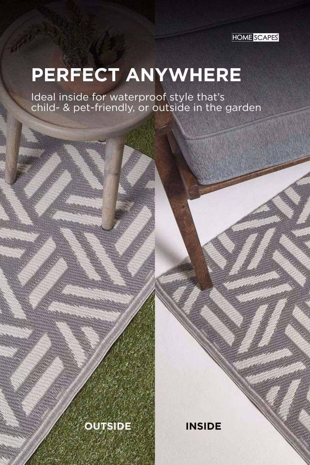 Homescapes Luna Geometric Luxury Outdoor Rug, Grey and White, W: 240 cm, D: 300 cm – 3