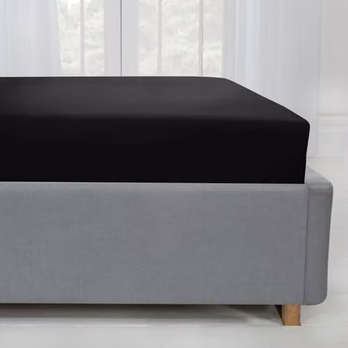 Voltico Black Double Fitted Bed Sheet in Microfibre Cotton Blend, W/D/H: 140 x 200 cm – 3