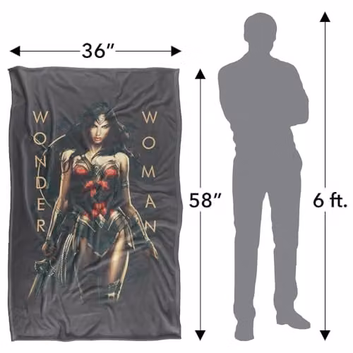 LOGOVISION Wonder Woman Movie Armed and Dangerous Super Soft Fleece Throw Blanket, Multicolour, W/D/H: 91 x 147 cm – 4