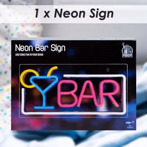 VFM e-Store Bar Sign Mancave Neon Light, USB Powered, Multicolour, W: 22 cm, H: 42 cm – 3