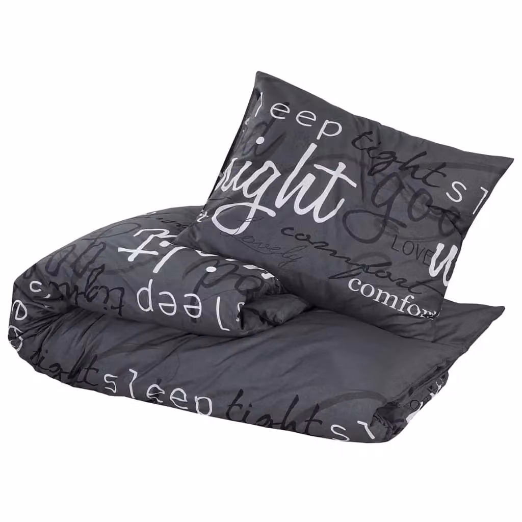 Berkfield Home Cotton Duvet Cover and Pillowcase Set in Black, W: 240 cm, H: 220 cm – 3