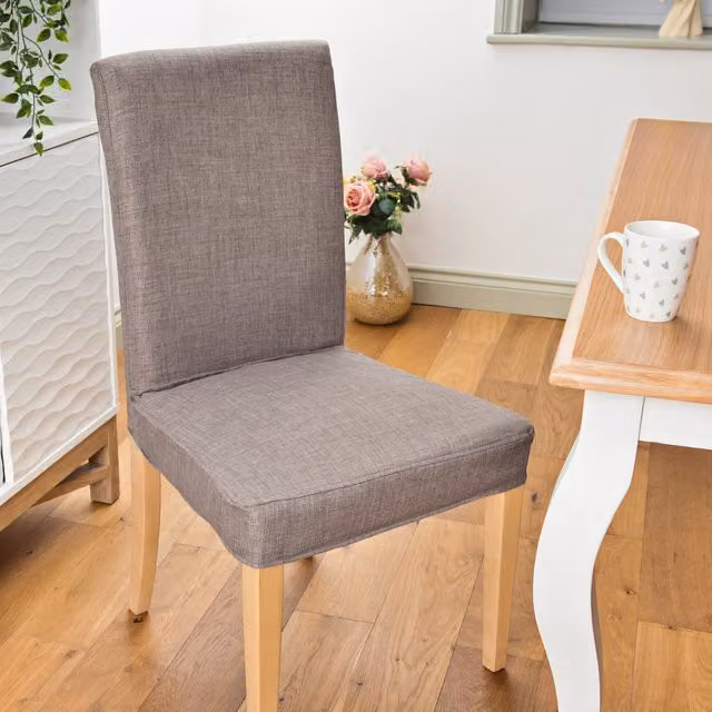 Gardenista Tailored Form Fitting Dining Chair Seat Slipcover Protectors, Grey, Pack of 2